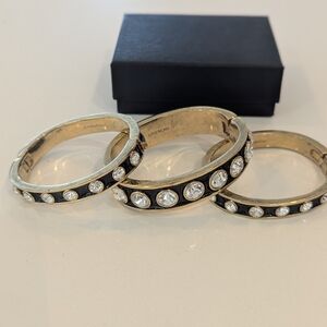 Authentic Vintage Givenchy Gold and Black Crystal Cuff Bracelet Trio